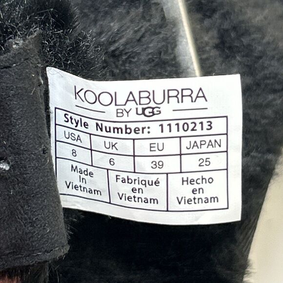 Koolaburra by UGG Women’s 8 Black Fuzzy Platform Sandals Slip On Buckle Slides - Picture 2 of 16